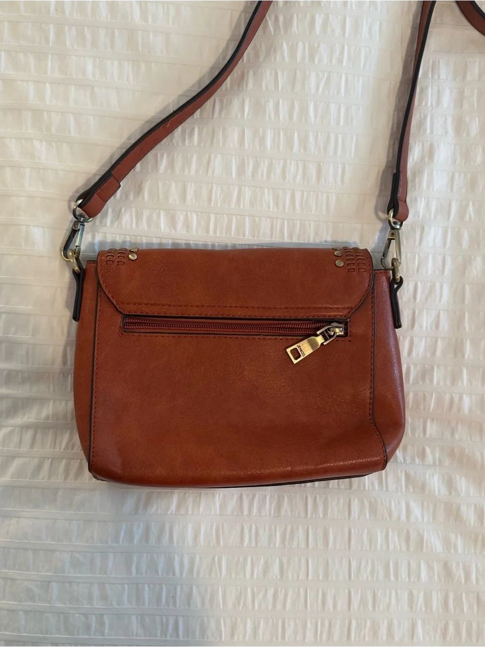 Tassel Studded Crossbody Bag - Brown